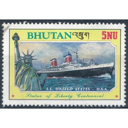 Centenary of Statue of Liberty: 5n - Bhutan 1986 - F H - SG 683