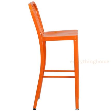 Mid-Century Orange 'Navy' Style Bar Stool Patio Chair In-Outdoor Commercial 30"