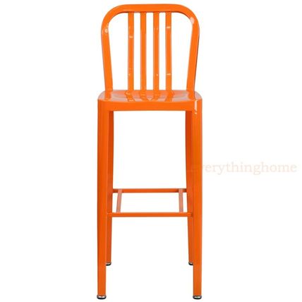 Mid-Century Orange 'Navy' Style Bar Stool Patio Chair In-Outdoor Commercial 30"