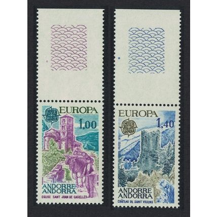 Andorra Fr. Landscapes Europa CEPT 2v Top Coin Margins 1977 MNH SG#F280-F281