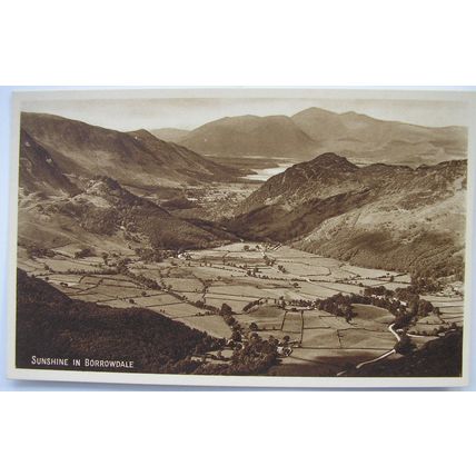 Vintage sepia Postcard Sunshine in Borrowdale