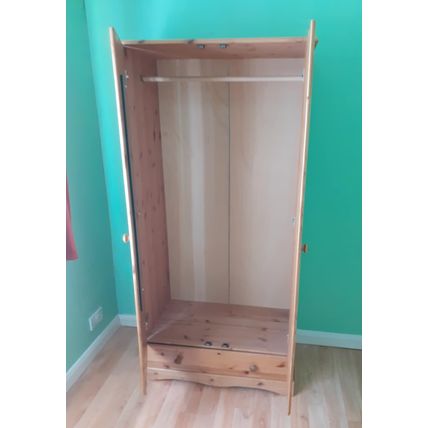Solid Pine Double Door & Drawer Wardrobe