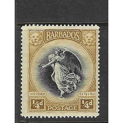 BARBADOS 1920-1 WATERMARK MULTI-CROWN CA VICTORY 1/4d MINT SG201