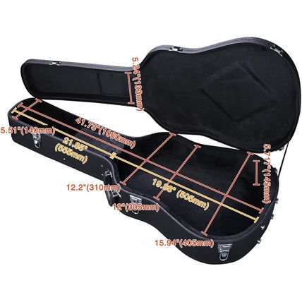 AW Acoustic Guitar Case Hard Dreadnought 41 Inch Wooden Hardshell Carrying Case