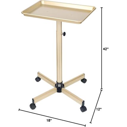 Salon Tray, Champagne Gold Salon Rolling Tray, Salon Service Tray Cart with Adju