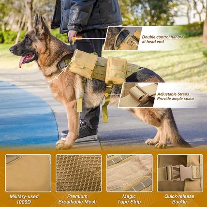 Tactical Dog Harness with Pouches,Dog Vest Harness for Large Medium Dogs No-Pull