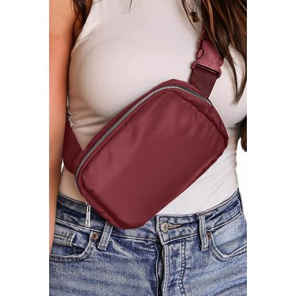 Red Waterproof Zipped Crossbody Chest Bag 20*5*14cm