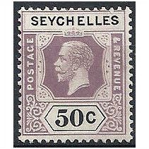 Seychelles 1921 SG117 50c Dull Purple & Black Mounted Mint . .