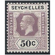 Seychelles 1921 SG117 50c Dull Purple & Black Mounted Mint . .