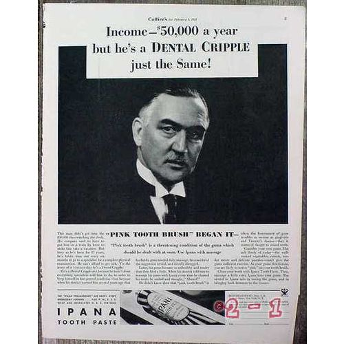 bristol-myers 1934 ipana tooth paste income dental cripple vintage ad