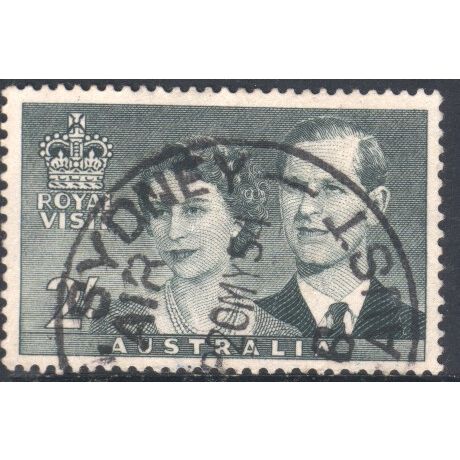 Australia 1954 - SG274 - 2/- green - Queen & Prince Philip (Royal Visit) - used