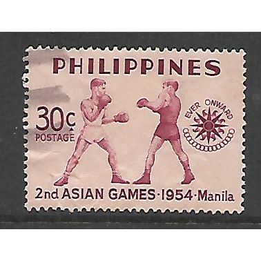 PHILIPPINES 1954 2nd ASIAN GAMES 30c BOXING RED ON PINK SG 768 FINE USED