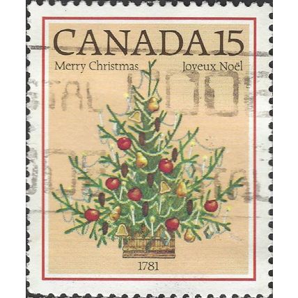 CANADA, CHRISTMAS, Christmas Tree in 1781, yellow 1981, 15c