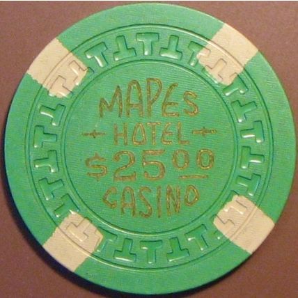 Mapes. $25 Vintage Casino Chip. Reno, NV.1950s. T59.