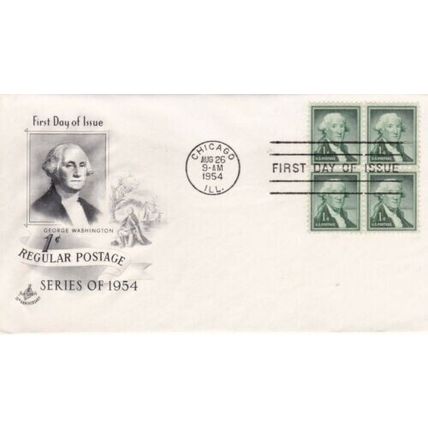 United States 1954 George Washington FDC Chicago Cancel Unaddressed VGC