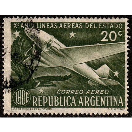 Argentina 1951 Airmail 20c Used Stamp