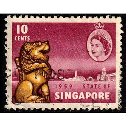 Malaya Singapore 1959 Lion 10c Used Stamp QE II