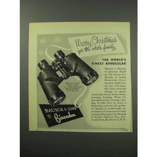 1950 Bausch & Lomb Binoculars Ad - Merry Christmas