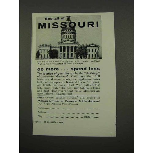 1957 Missouri Tourism Ad - Courthouse in St. Louis
