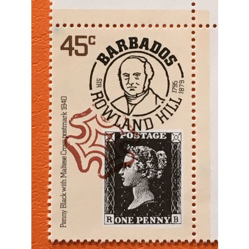 Barbados 1979 Rowland Hill 45c Penny Black Unmounted Mint NHM SG 619 Sc493 stamp