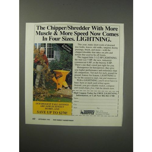 1990 Gardener's Suppply Lightning Chipper/Shredder Ad - More Muscle