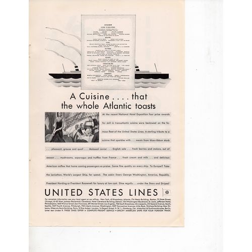 United States Lines vintage magazine Print Ad April 1930