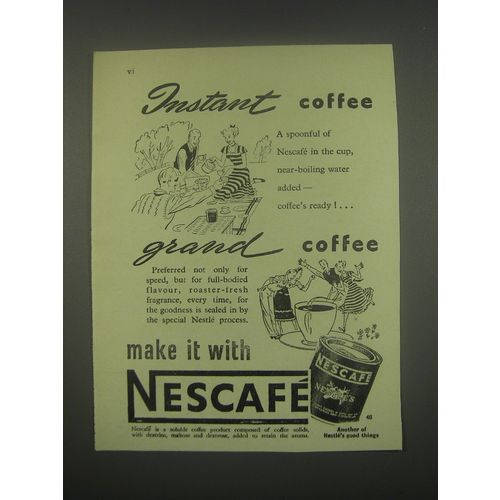 1949 Nestle's Nescafe Coffee Ad - Instant Coffee Grand coffee