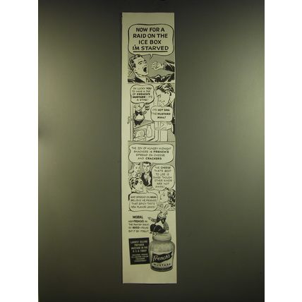 1939 French's Mustard Ad - Now for a raid on the ice box I'm starved