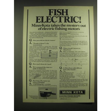 1979 Minn Kota Electric Fishing Motors Ad - Fish Electric!