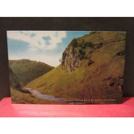 RAVENS TOR AND RIVER DOVE, MILL DALE, DERBYSHIRE unused vintage postcard =
