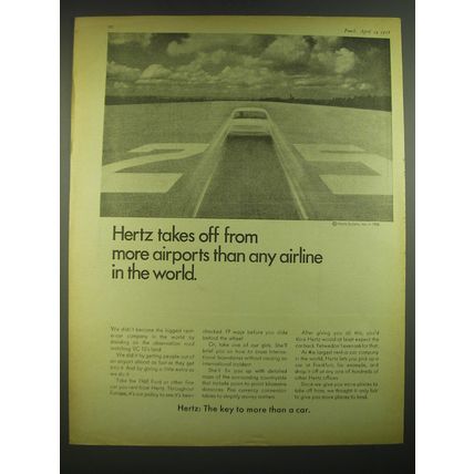 1968 Hertz Rent a Car Ad - Hertz takes off from more airports than any airline