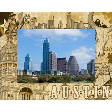 Austin Texas Laser Engraved Wood Picture Frame Landscape (4 x 6)