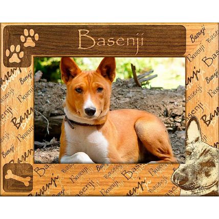 Basenji Laser Engraved Wood Picture Frame (4 x 6)