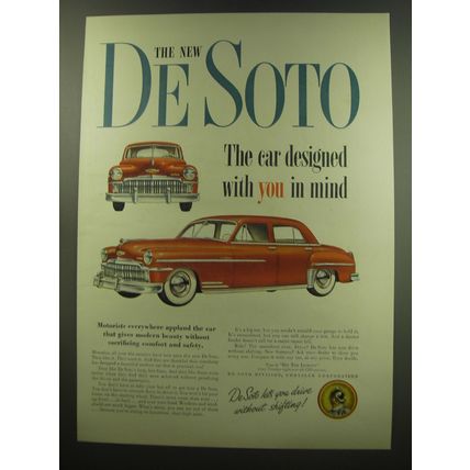 1949 De Soto Car Ad - The new De Soto The car designed with you in mind