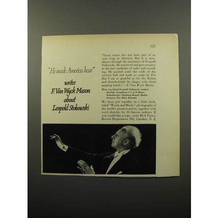 1950 RCA Victor Records Ad - F. Van Wyck Mason About Leopold Stokowski