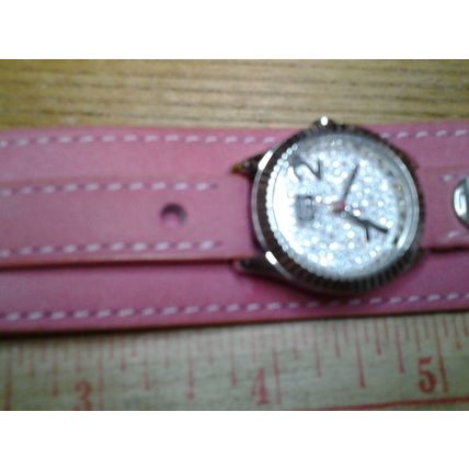 Marc Ecko Ladies Watch Pave Crystal Pink Leather Band