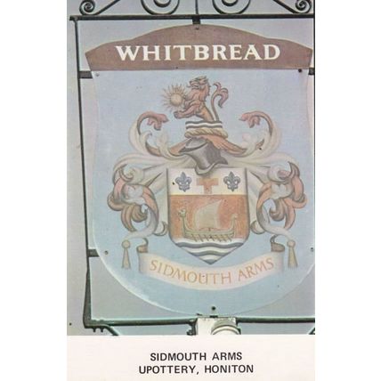 Sidmouth Arms Upottery Honiton Devon Village Pub Hanging Sign Postcard
