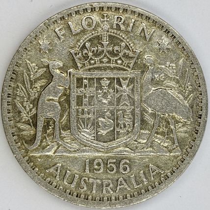 AUSTRALIA 1956 Florin 50% Silver (A)