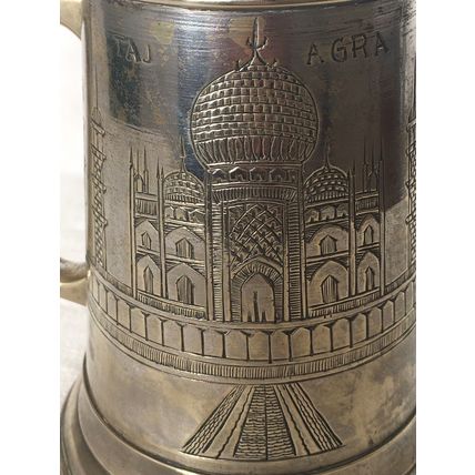 TAJ AGRA INDIA Plated Brass Tankard Decorative Collectable Metalware