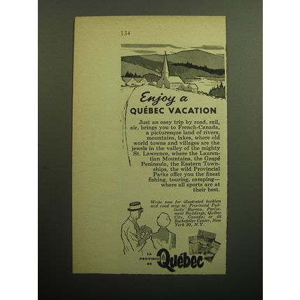 1958 Quebec Canada Ad - Enjoy a Quebec Vacation