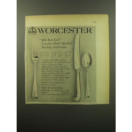 1959 Worchester Silverware Advertisement - Rib Rat Tail