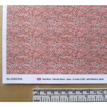 Papier autocollant rouge brique pour O gauge - échelle 1:48 - feuille A4