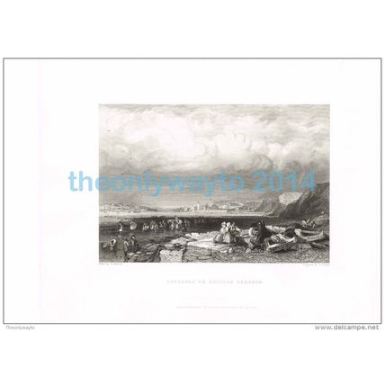 ENTRANCE TO SHIELDS HARBOUR, BALMER-FINDEN, BOOK ENGRAVING, c1850