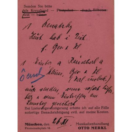 Otto Merkl Munchen German Sheet Music Piano Dealer Old Postcard