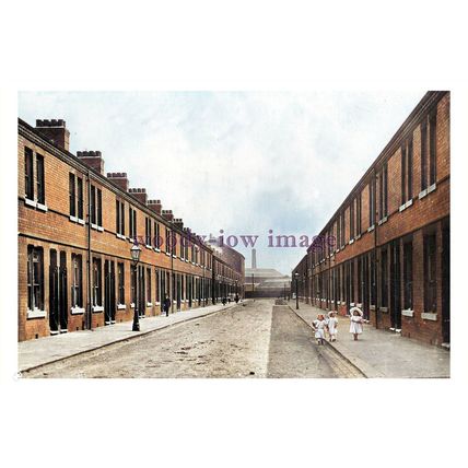 ptc4268 - Lancs - Early Terraced Houses along Fourth St. Trafford Pk. print 6x4
