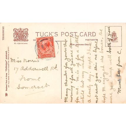 Interior Thornbury Church : Tuck "Collotype" postcard Thornbury pu