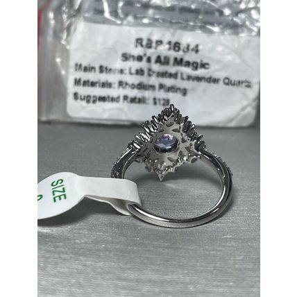 NIB She's All Magic LC Lavender Quartz W/Rhodium Pl Band Sz8 RBP4684 SRP$128