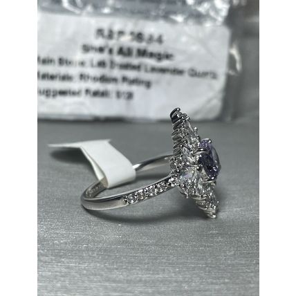 NIB She's All Magic LC Lavender Quartz W/Rhodium Pl Band Sz8 RBP4684 SRP$128