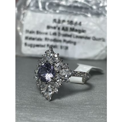 NIB She's All Magic LC Lavender Quartz W/Rhodium Pl Band Sz8 RBP4684 SRP$128