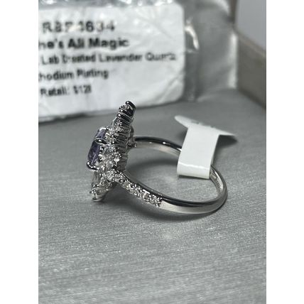 NIB She's All Magic LC Lavender Quartz W/Rhodium Pl Band Sz8 RBP4684 SRP$128